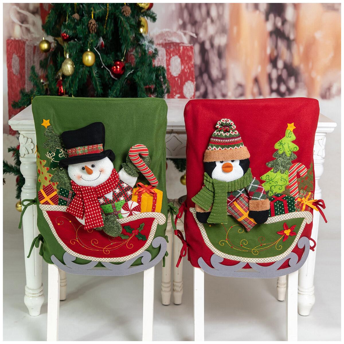 Christmas Chair Covers 2 Pack Snowman And Penguin