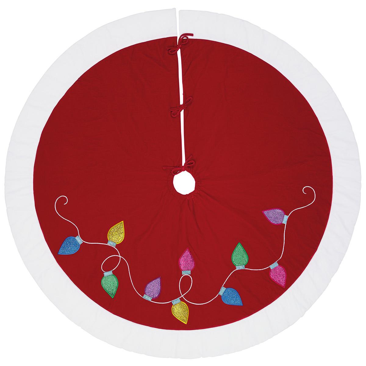 Christmas Tree Skirt 167.64cm Red Light Bulbs