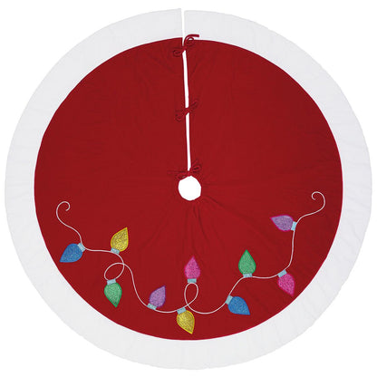 Christmas Tree Skirt 167.64cm Red Light Bulbs