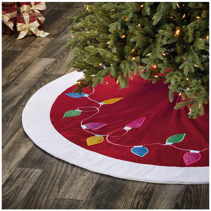 Christmas Tree Skirt 167.64cm Red Light Bulbs