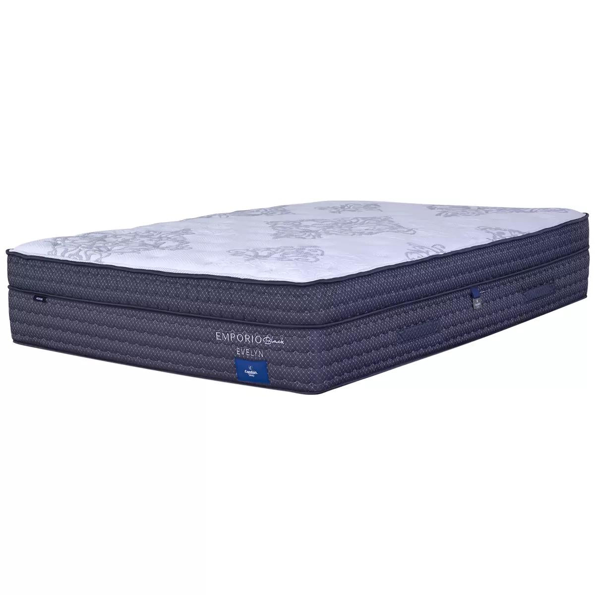 Comfort Sleep Emporio Black Evelyn Queen Mattress with Luna Floating Base Manisa Marble