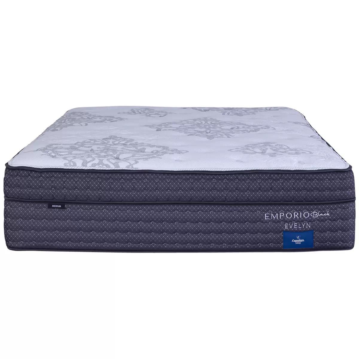 Comfort Sleep Emporio Black Evelyn King Mattress with Luna Floating Base Manisa Licorise