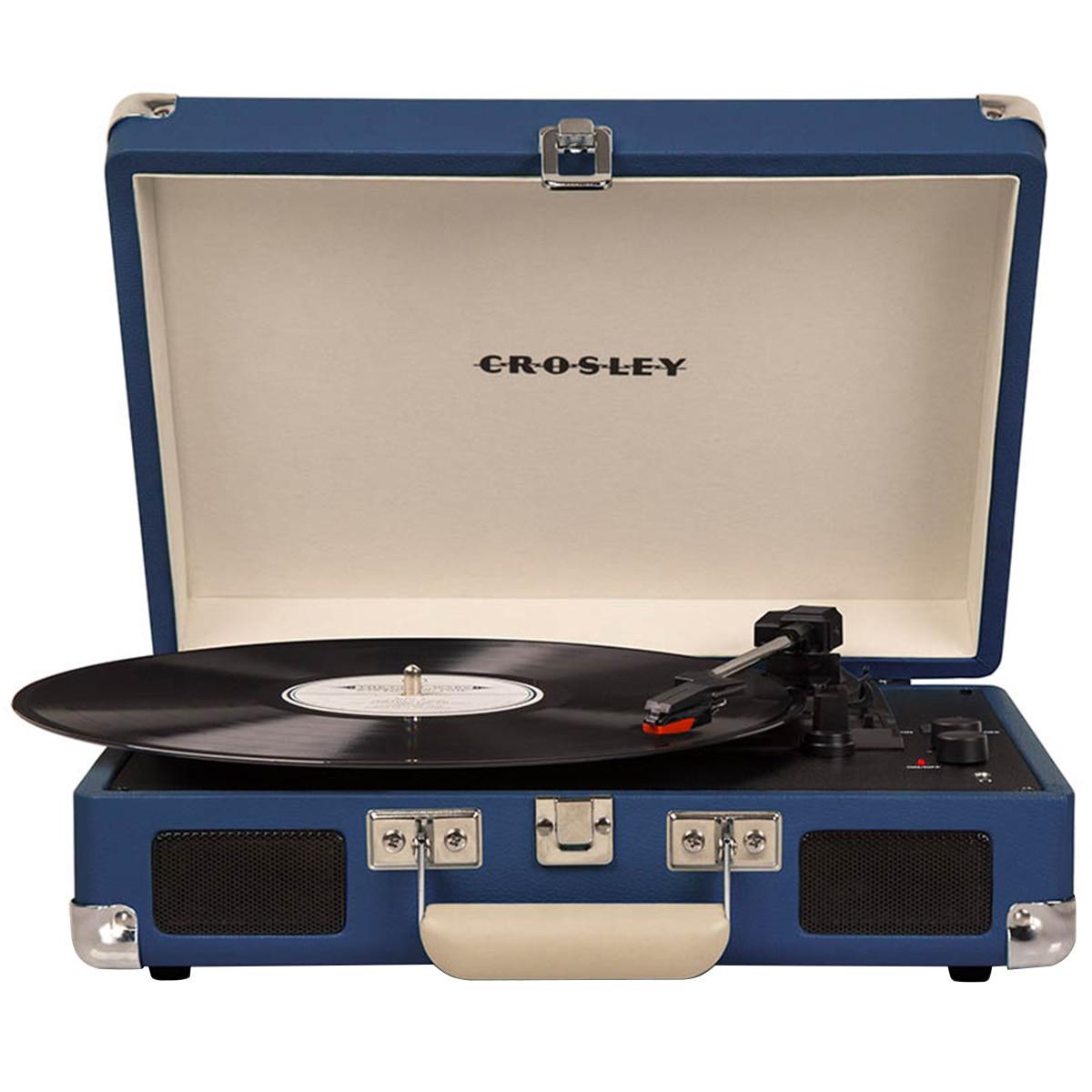 Crosley Cruiser Deluxe Portable Turntable Blue with Free Record Storage Crate