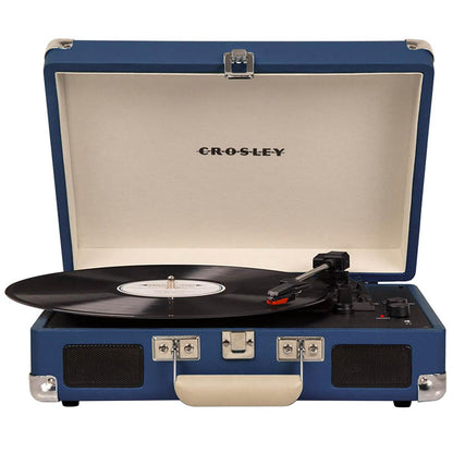 Crosley Cruiser Deluxe Portable Turntable Blue with Free Record Storage Crate