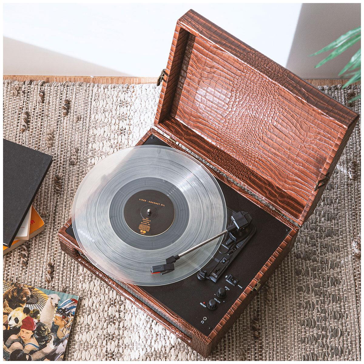Crosley Voyager Portable Bluetooth Turntable Brown Croc CRIW8017B-BR4