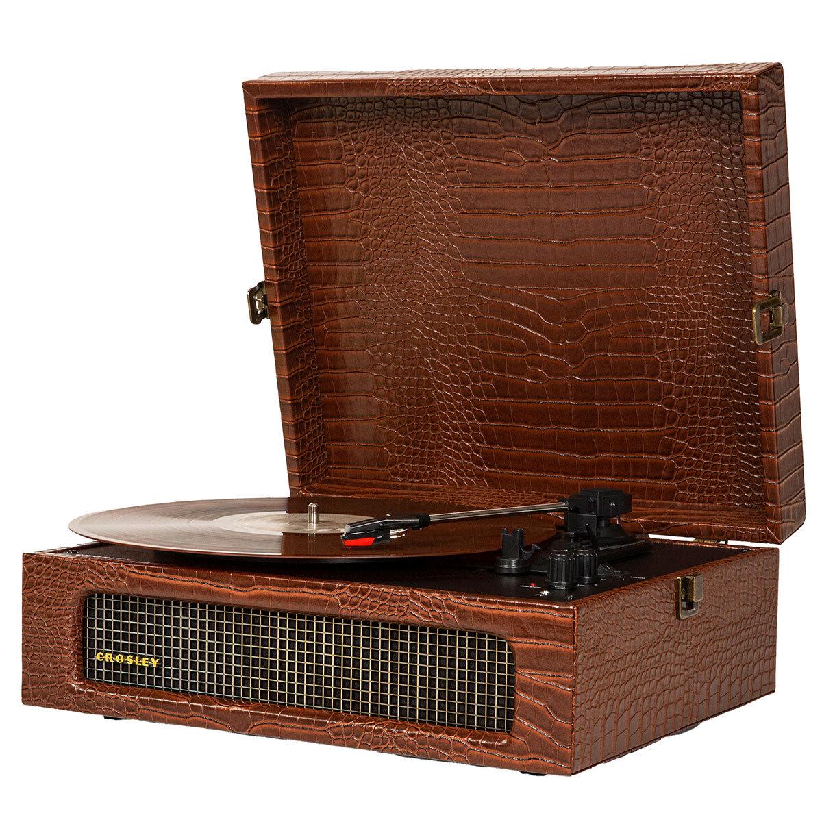 Crosley Voyager Portable Bluetooth Turntable Brown Croc CRIW8017B-BR4