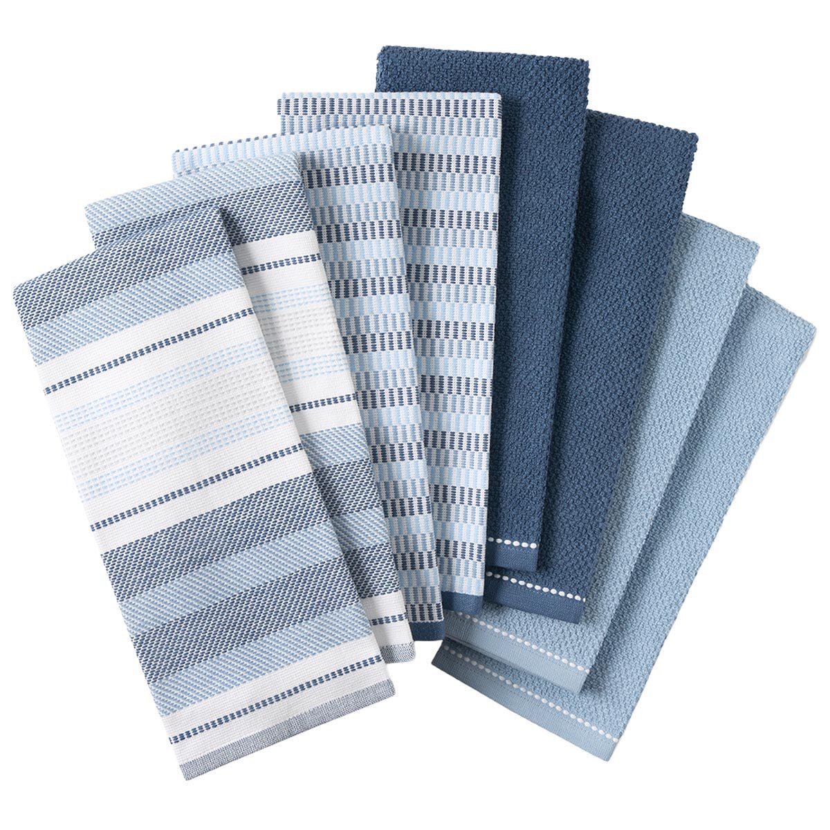 Culinary Classics Shelby Kitchen Towel 8 Pack Blue