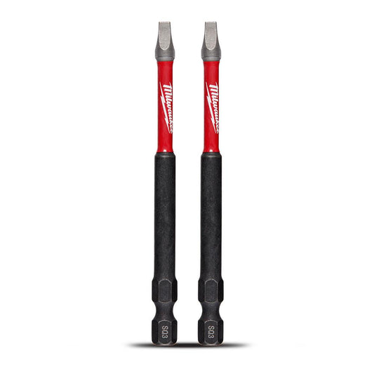 MILWAUKEE SHOCKWAVE Power 89mm (3-1/2") Square Recess #3 Screwdriver Bit - 2 Piece 48324673