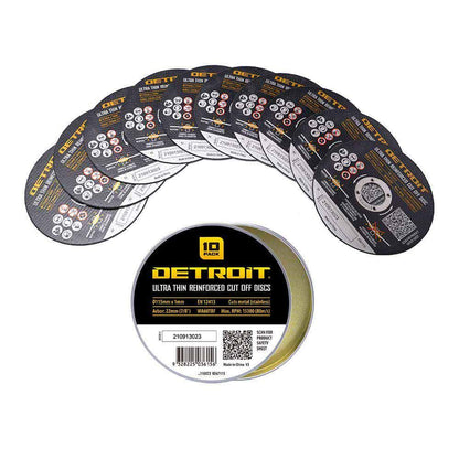 DETROIT 115 x 1.0mm Steel and Stainless Cut Off Disc - 10 Piece Tin