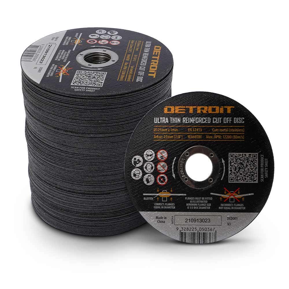 DETROIT 125 x 1.0mm Steel and Stainless Cut Off Disc - 100 Piece Tub DCD100
