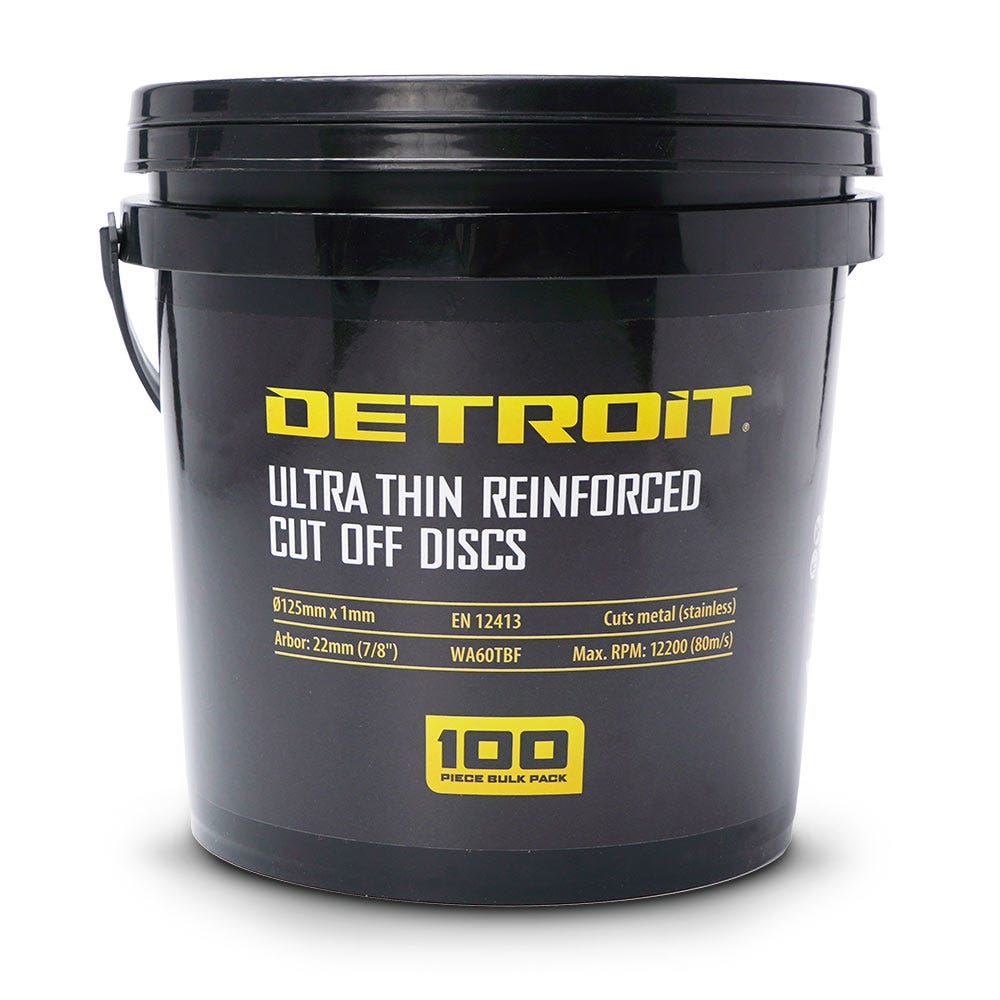 DETROIT 125 x 1.0mm Steel and Stainless Cut Off Disc - 100 Piece Tub DCD100