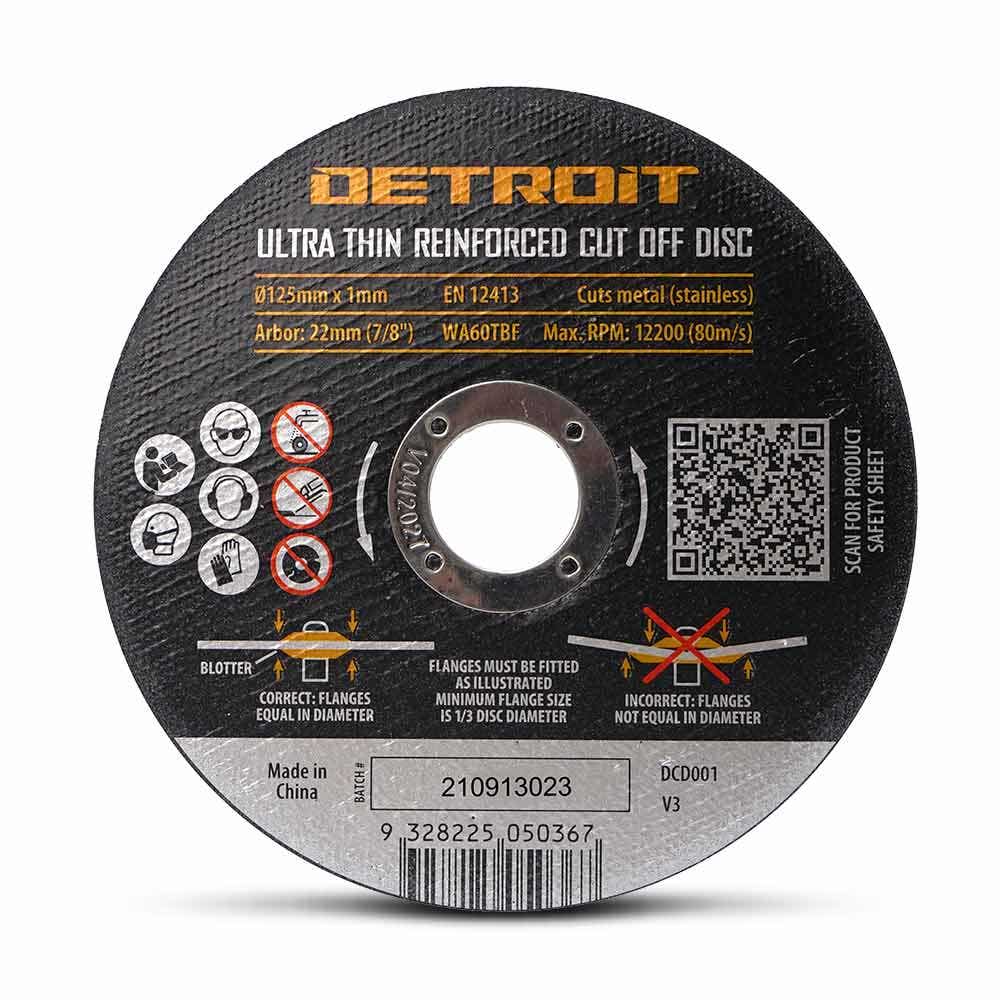 DETROIT 125 x 1.0mm Steel and Stainless Cut Off Disc - 100 Piece Tub DCD100