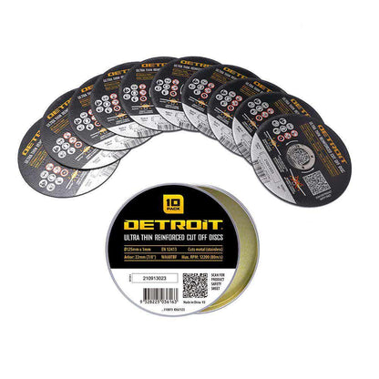 DETROIT 125 x 1.0mm Steel and Stainless Cut Off Disc - 10 Piece Tin