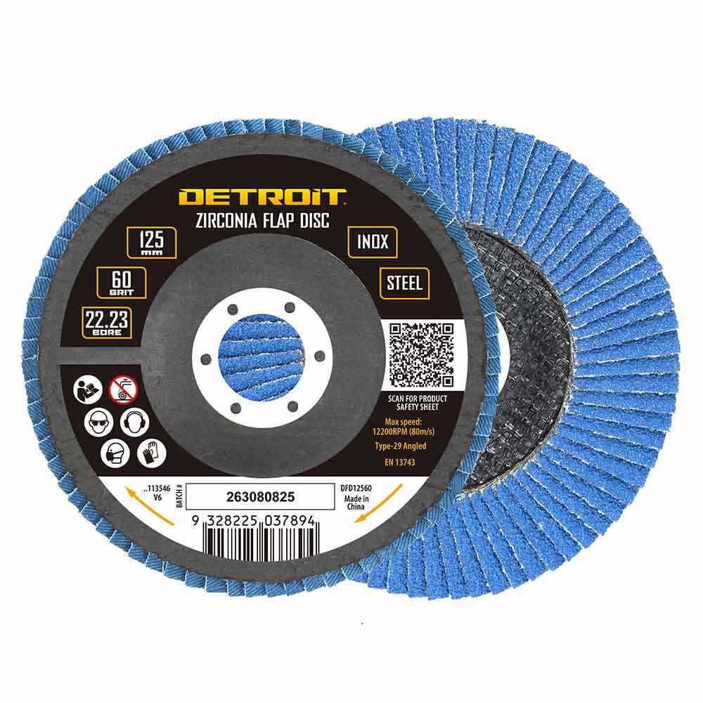 DETROIT 125mm 60-Grit Zirconia Angled Flap Disc