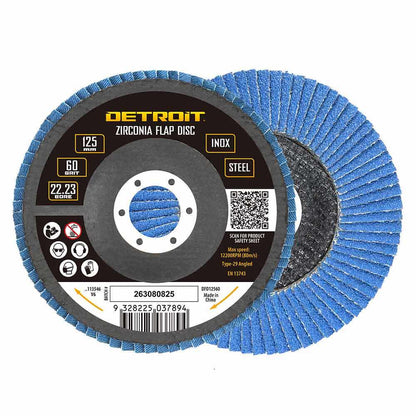 DETROIT 125mm 60-Grit Zirconia Angled Flap Disc