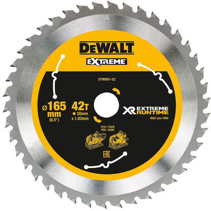 DEWALT 165mm 42T TCT Circular Saw Blade for Wood Cutting - EXTREME