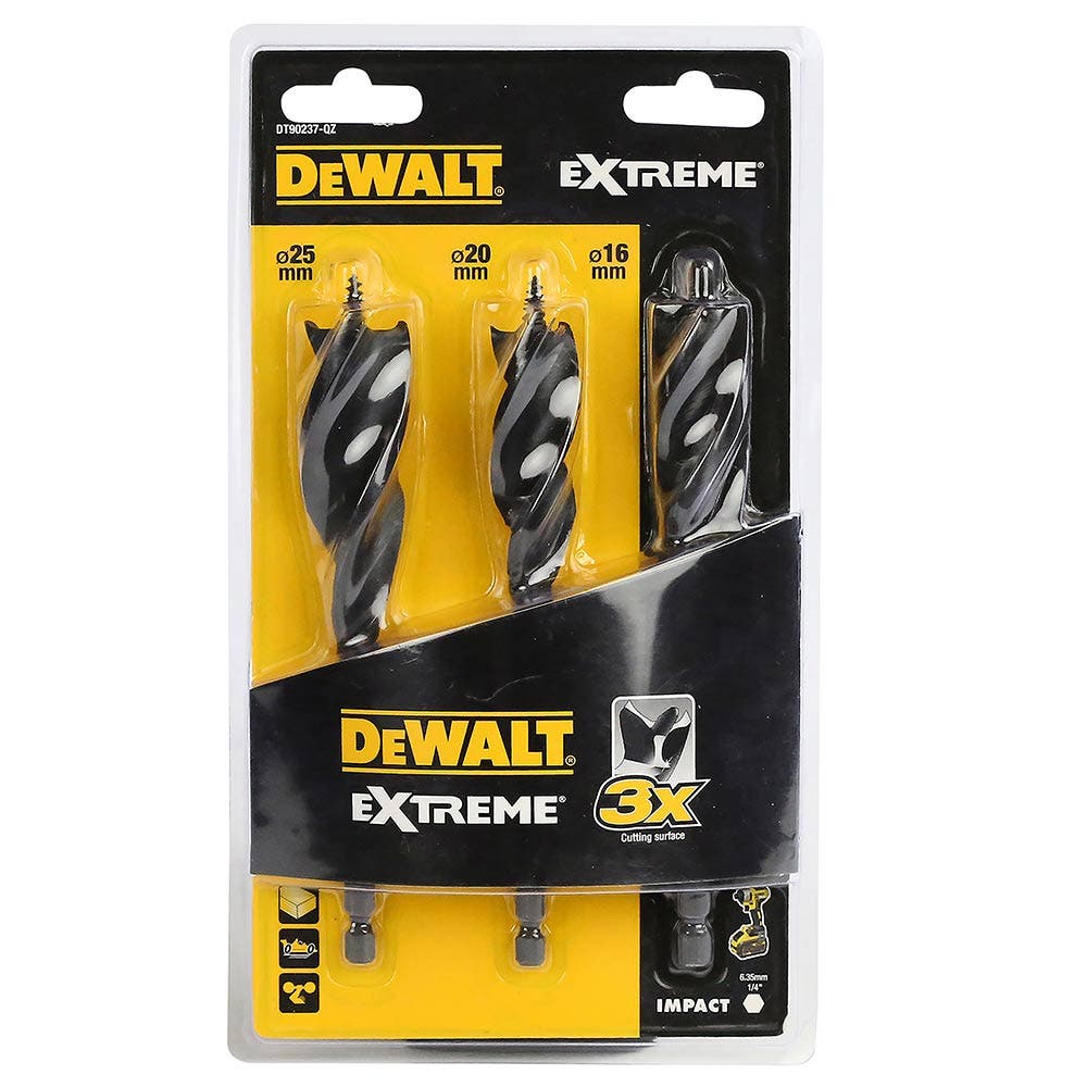 DEWALT 16-25mm Extreme Tri-Flute Bit Set - 3 Piece DT90237-QZ