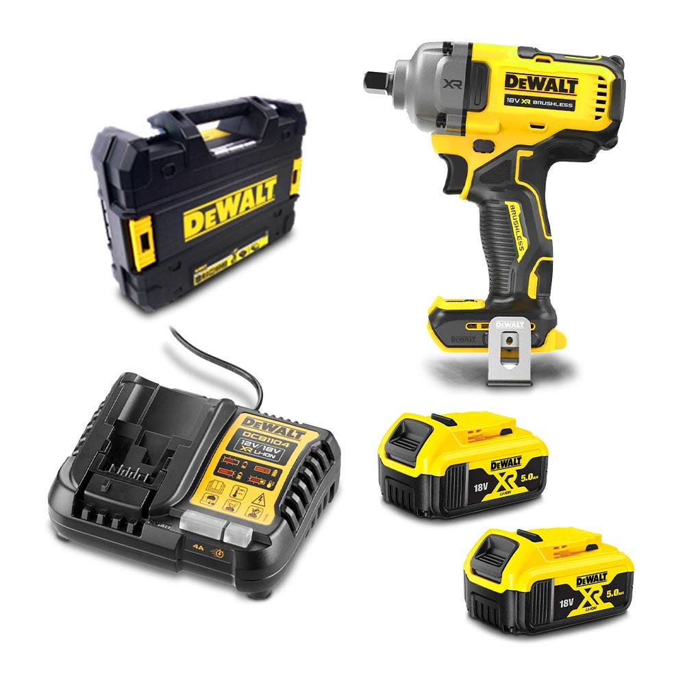 DEWALT 18V Brushless XR 2 x 5.0Ah 1 2 Impact Wrench Kit DCF892P2T-XE