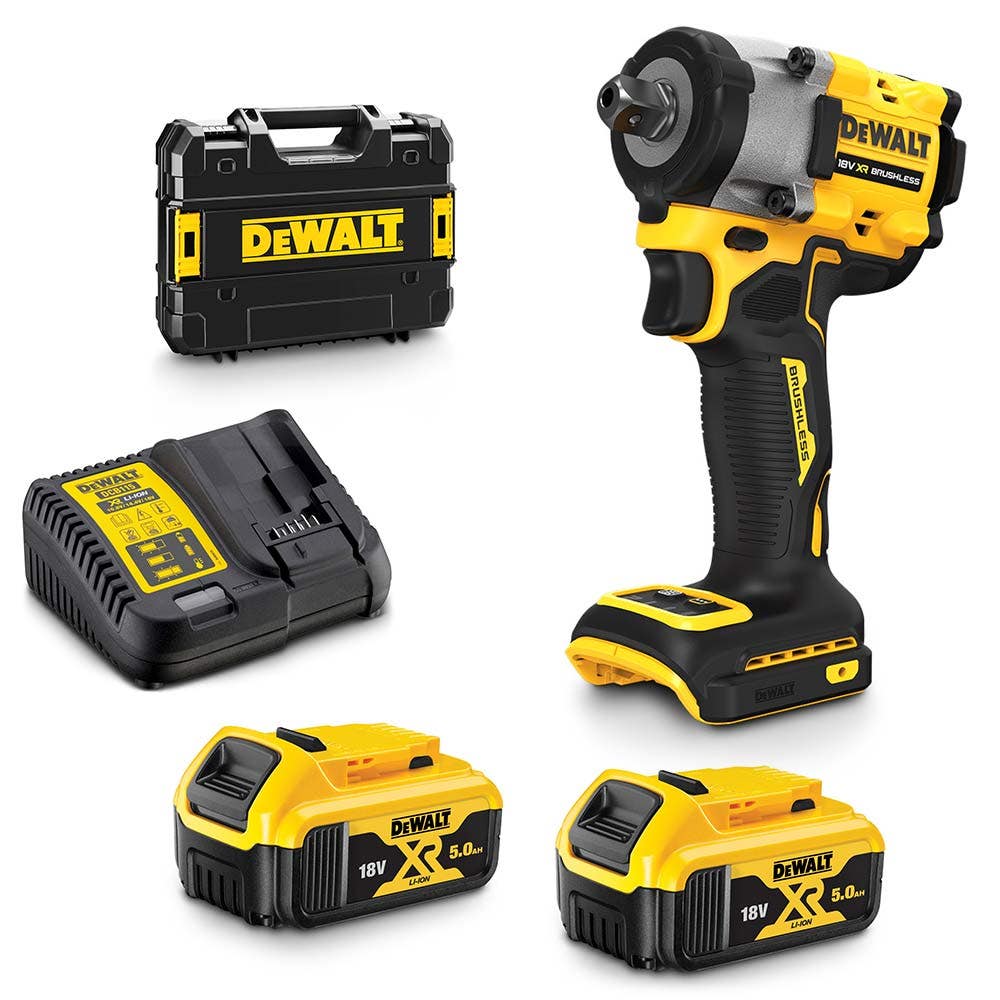 DEWALT 18V Brushless 2 x 5.0Ah 1 2 Compact Wrench Detent Pin Kit DCF922P2T-XE