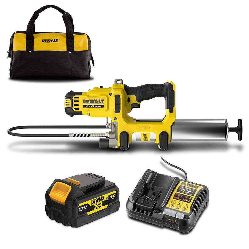 DEWALT 18V XR 1 x 5.0Ah Grease Gun Kit DCGG581P1G-XE