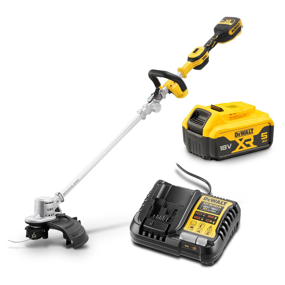 DEWALT 18V XR Brushless 36cm (14 ) 1x5Ah Line Trimmer Kit DCMST561P1-XE
