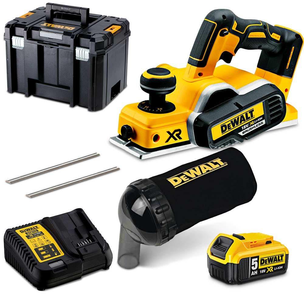 DEWALT 18V XR Brushless 1 x 5.0Ah Planer Kit DCP580P2-XE