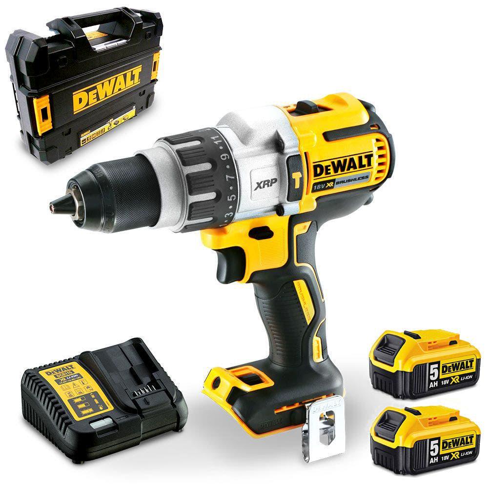 DEWALT 18V XR Brushless 2 x 5.0Ah 13mm Hammer Drill Kit DCD996P2-XE