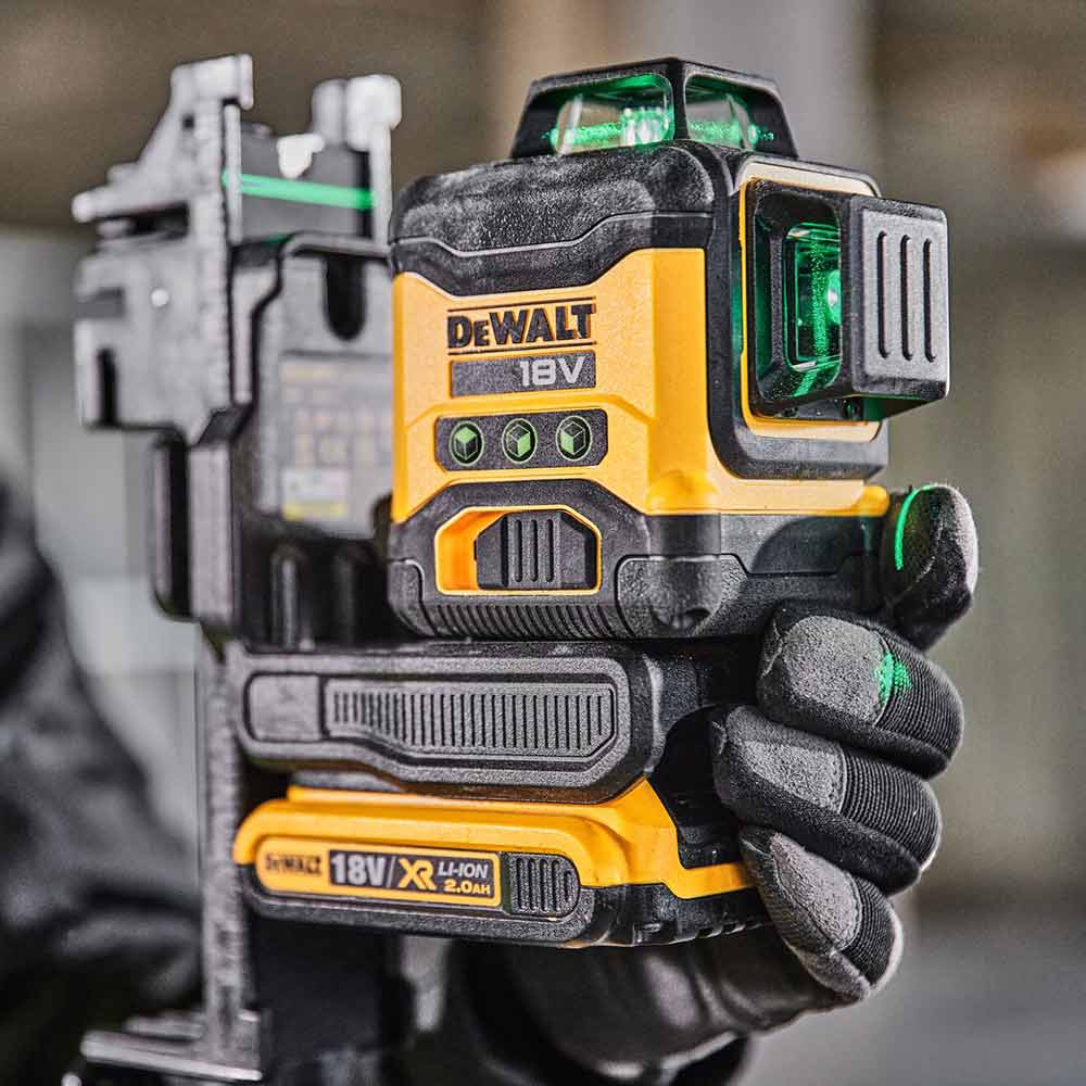 DEWALT 18V XR Compact 3 x 360 Degree Multiline Laser Kit Green DCLE34031D1-XE