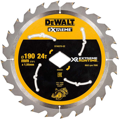 DEWALT 190mm 24T TCT Circular Saw Blade for Wood Cutting - EXTREME DT40270-QZ