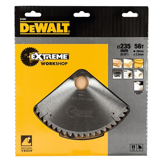 DEWALT 235mm 56T Extreme Workshop TCT Circular Saw Blade for Wood Cutting DT4097-QZ