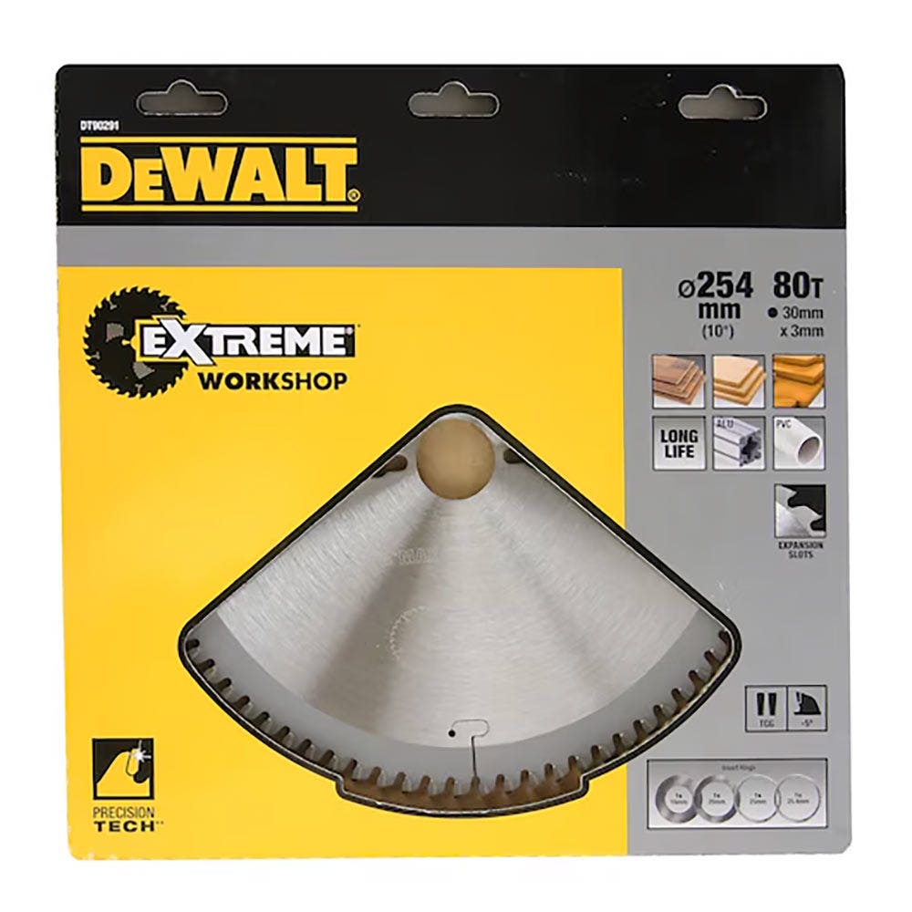 DEWALT 254x30mm 96T Extreme Workshop TCT Circular Saw Blade for Wood Cutting DT90291-QZ