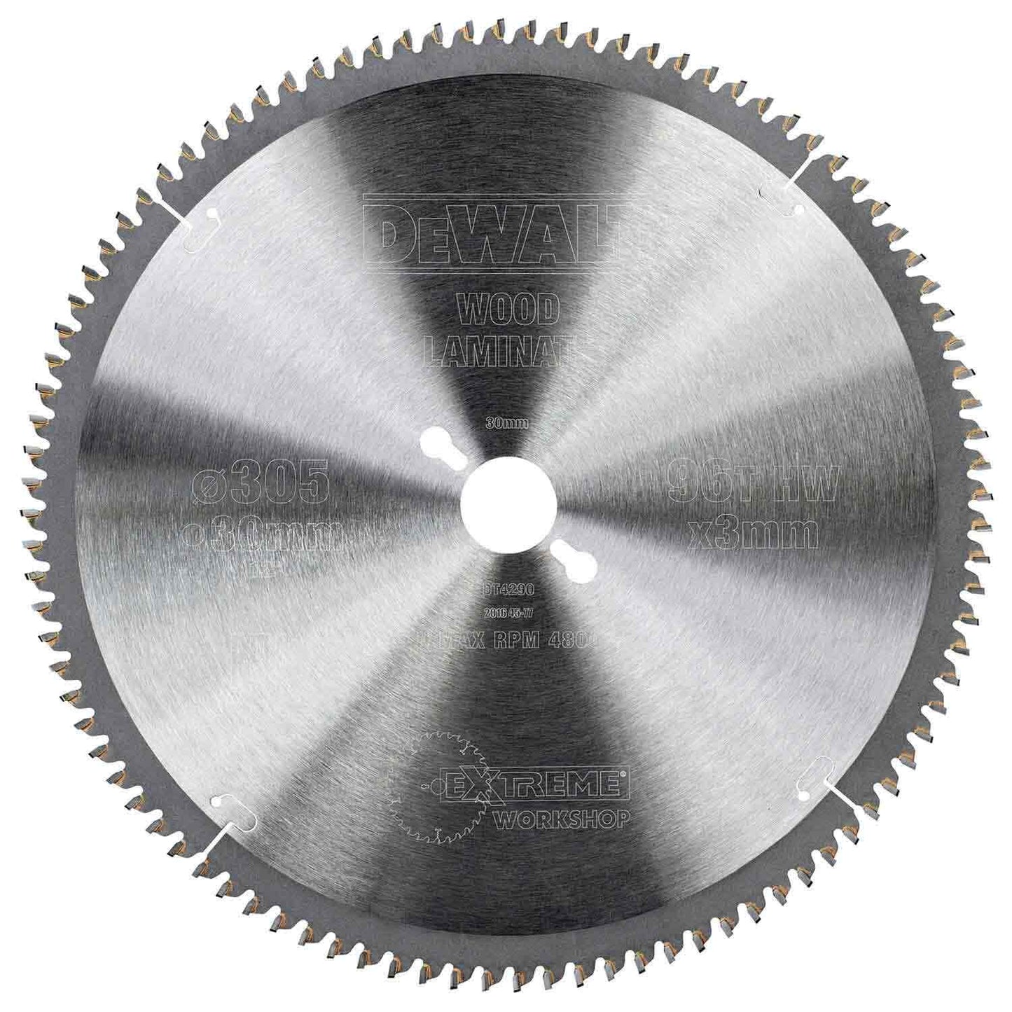 DEWALT 305x30mm 96T Extreme Workshop TCT Circular Saw Blade for Wood Cutting DT4290-QZ