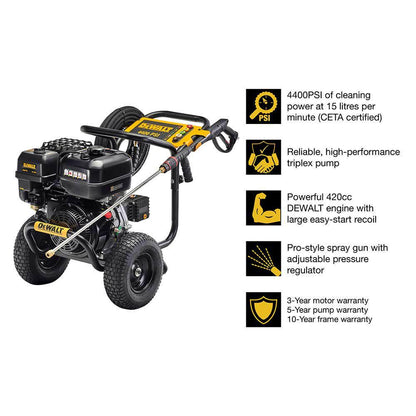 DEWALT 4400PSI 15.0LPM Petrol Pressure Washer DXPW4415