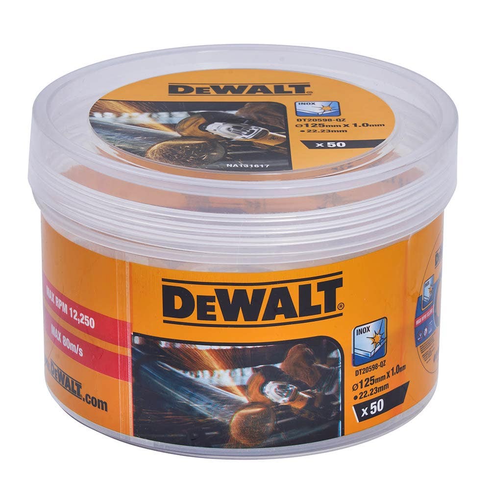 DEWALT 50 Piece 125x1.0mm Bonded Cut Off Disc Tub DT20598-QZ