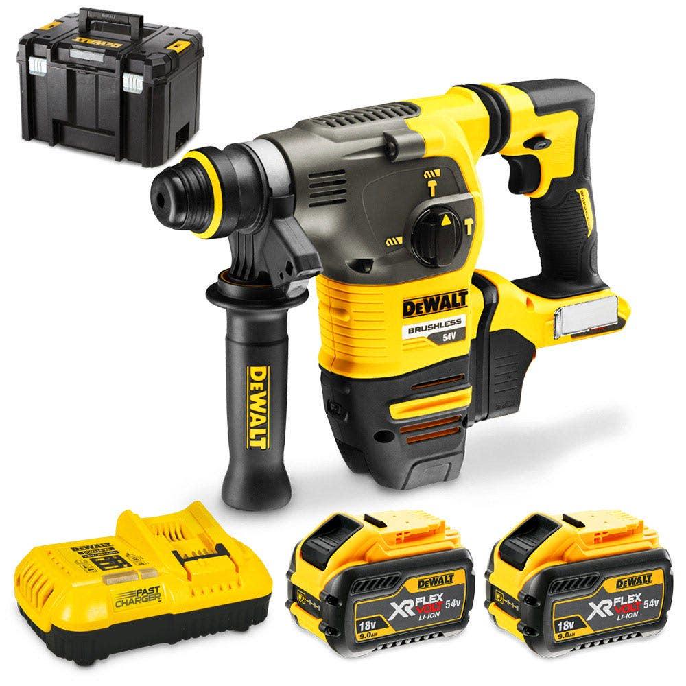 DEWALT 54V XR FLEXVOLT Brushless 2 x 9.0Ah SDS+ Rotary Hammer Kit DCH333X2-XE