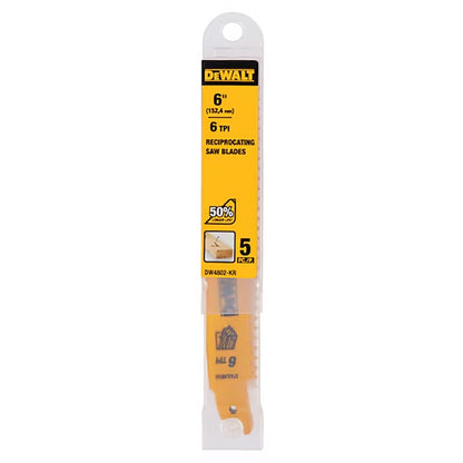 DEWALT 6inch 6TPI Bi-Metal Reciprocating Saw Blade - 2 Piece DW4802