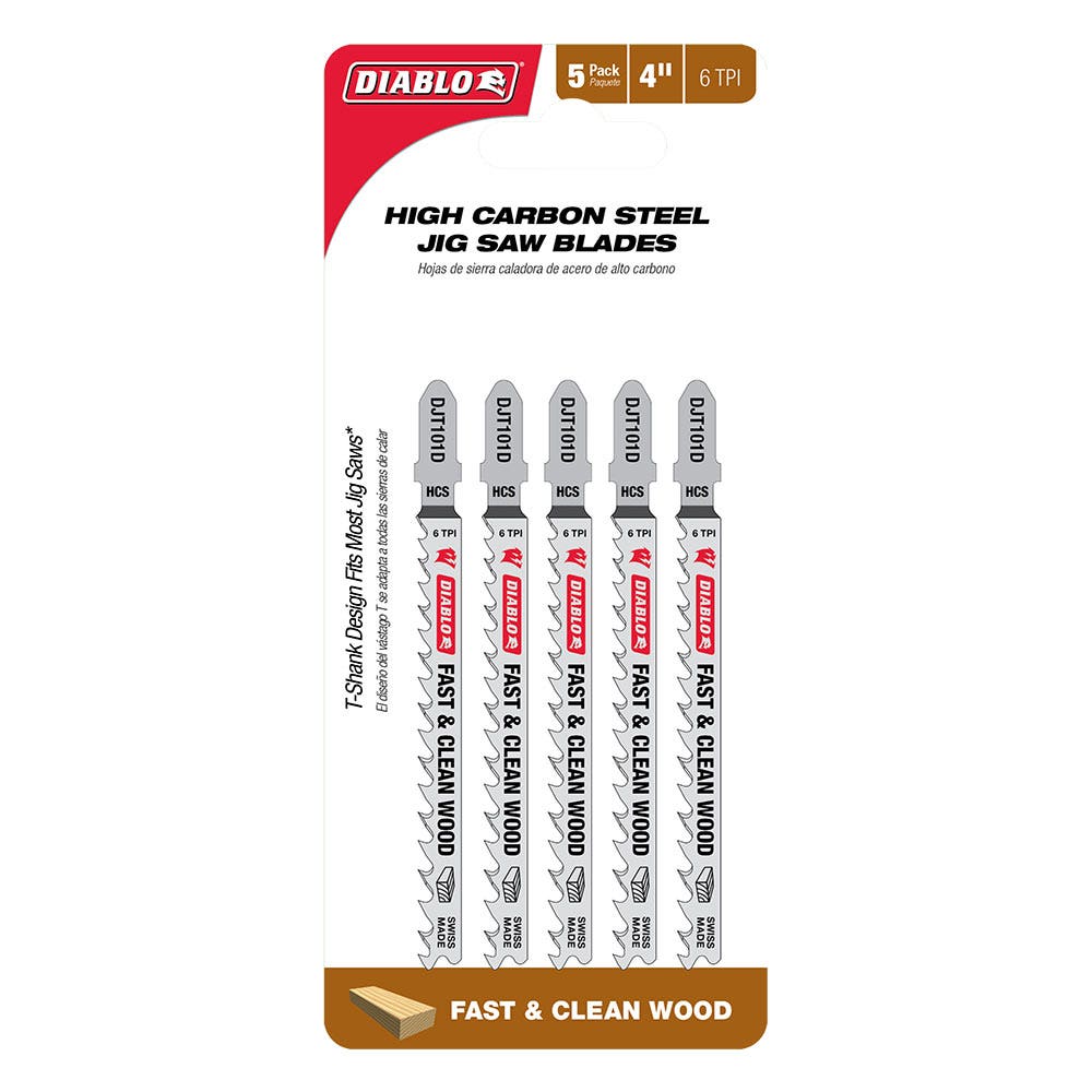 DIABLO 100mm High Carbon Steel Jig Saw Blade For Fast and Clean Woodcuts 5 Piece 2608F02240