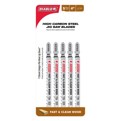 DIABLO 100mm High Carbon Steel Jig Saw Blade For Fast and Clean Woodcuts 5 Piece 2608F02240