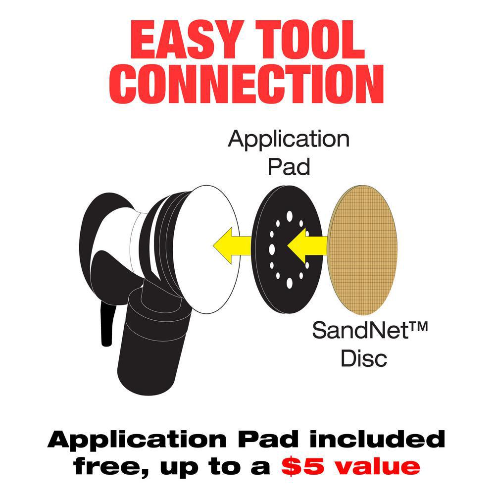 DIABLO 125mm 80-Grit Net Hook and Loop Sanding Disc and Connection Pad - SANDNET - 10 Piece