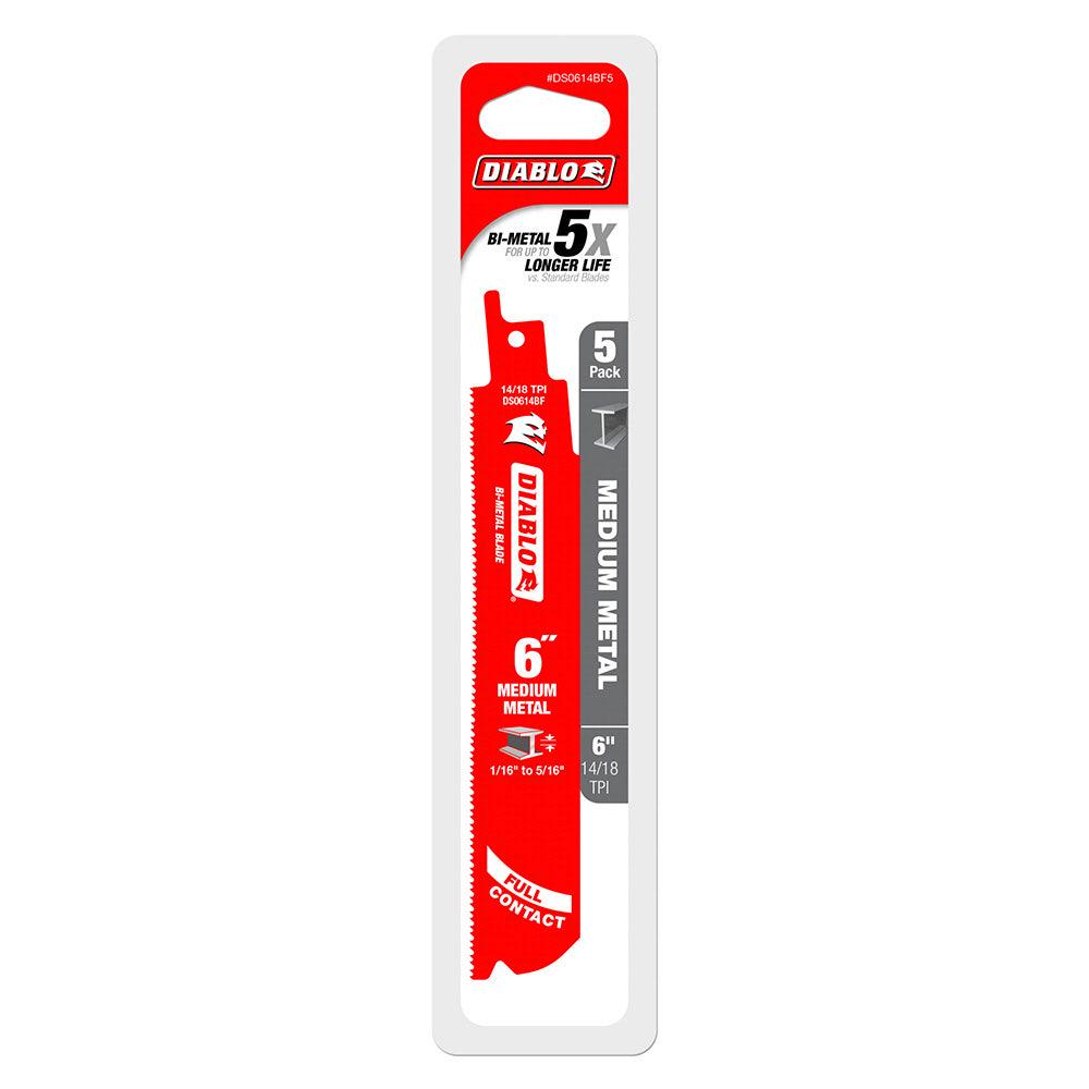 DIABLO 152mm Bi-Metal Recip Blade for Medium Metal Cutting - 5 Piece 2610052324
