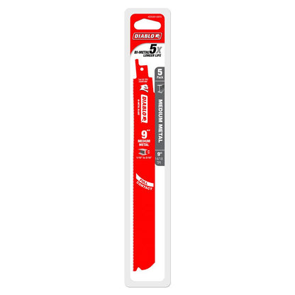 DIABLO 229mm Bi-Metal Recip Blade for Medium Metal Cutting - 5 Piece 2610050177