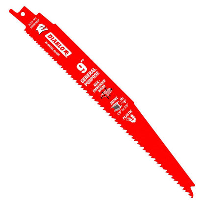 DIABLO 229mm Bi-Metal Recip Blade for Nail-Embedded Wood, Metal, and Plastic - 5 Piece 2610050178