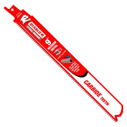 DIABLO 230mm Steel Demon Carbide Recip Blades for Medium Metal Cutting - 3 Piece 2610066201