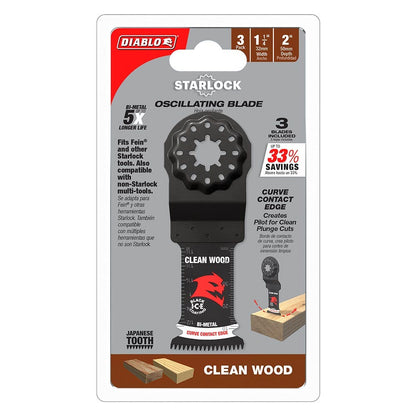 DIABLO 32mm Starlock Bi-Metal Multi-Tool Blades For Clean Wood 3 Piece 2608F02268