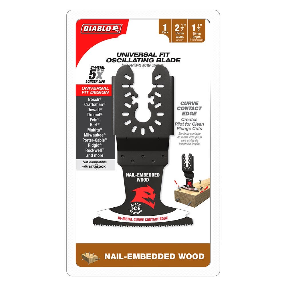 DIABLO 65mm Universal Fit Bi-Metal Multi-Tool Blade For Nail-Embedded Wood 2608F02282