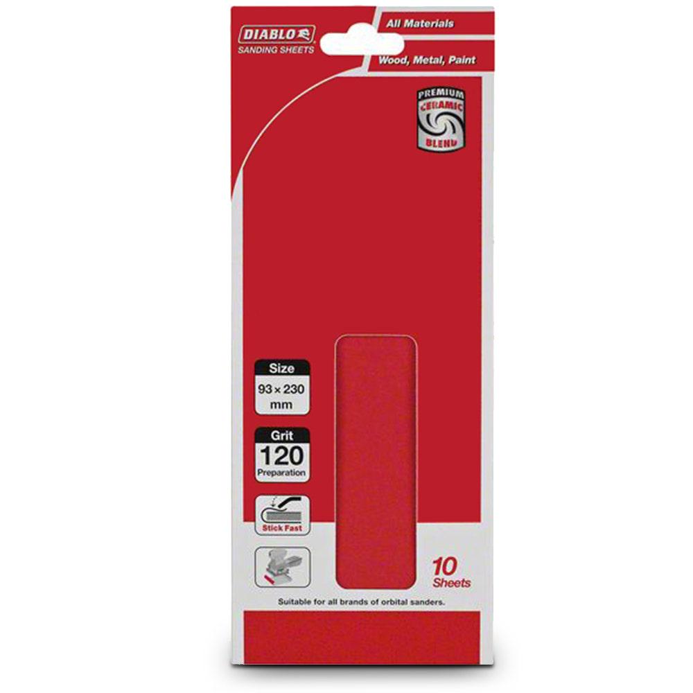 DIABLO 93 x 230mm 120-Grit No-Hole Clamped Sanding Sheet - 10 Piece 2608608R85