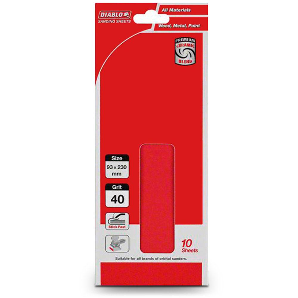 DIABLO 93 x 230mm 40-Grit No-Hole Clamped Orbital Sanding Sheet - 10 Piece 2608608R83