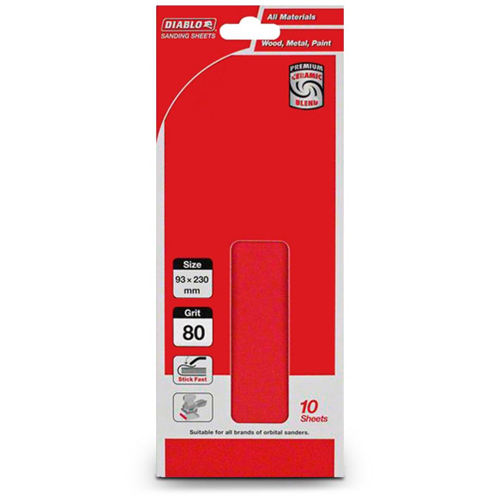 DIABLO 93 x 230mm 80-Grit No-Hole Clamped Sanding Sheet - 10 Piece 2608608R84