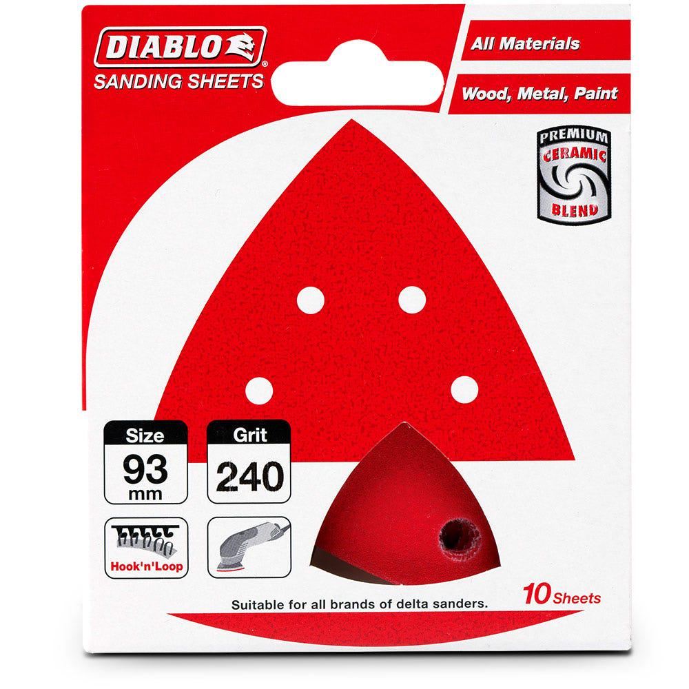 DIABLO 93mm 240-Grit 6-Hole Hook and Loop Delta Sanding Sheet - 10 Piece 2608F01178