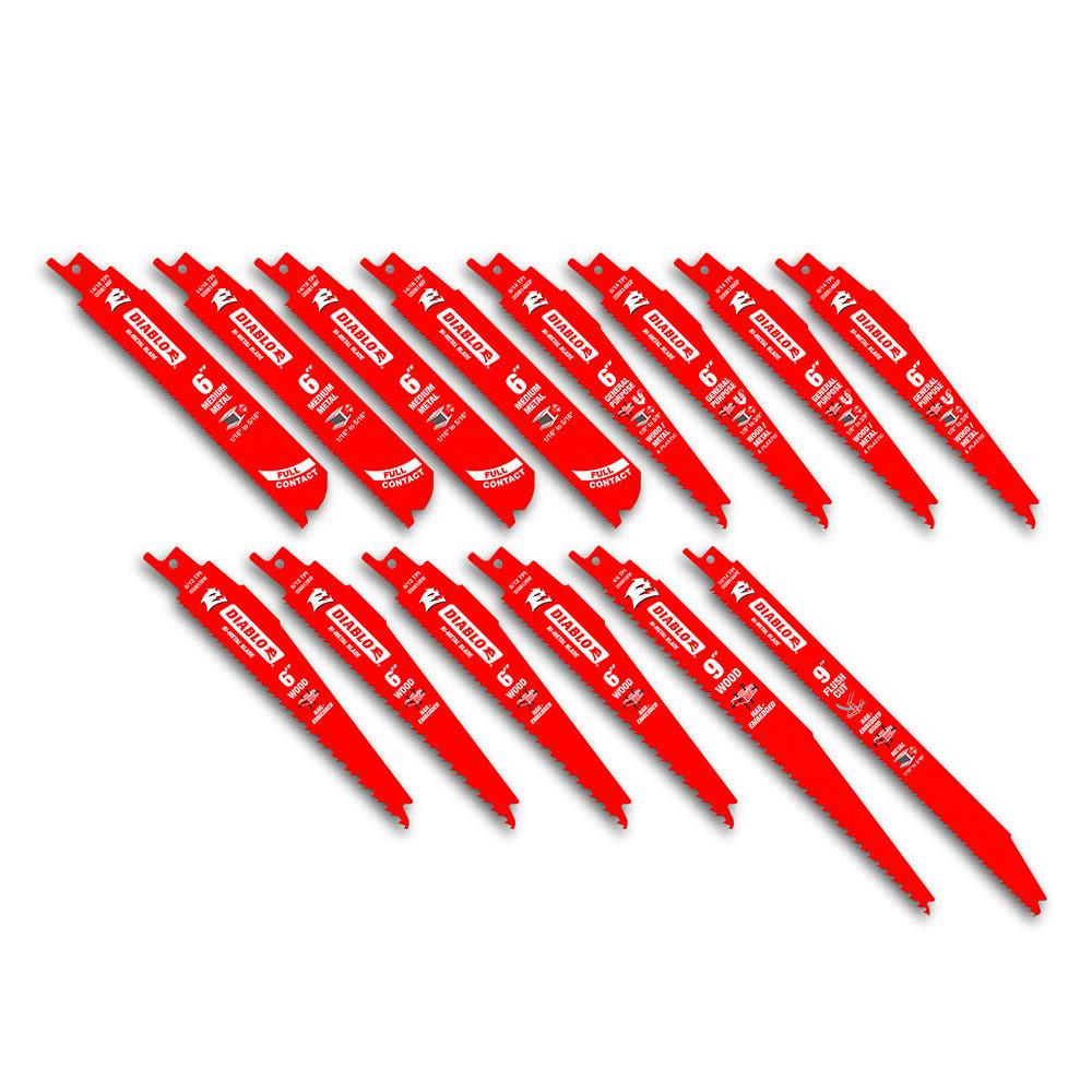 DIABLO Recip Saw Blade Set Nail-Embedded Wood and Metal Demolition - 14 Piece 2610052720